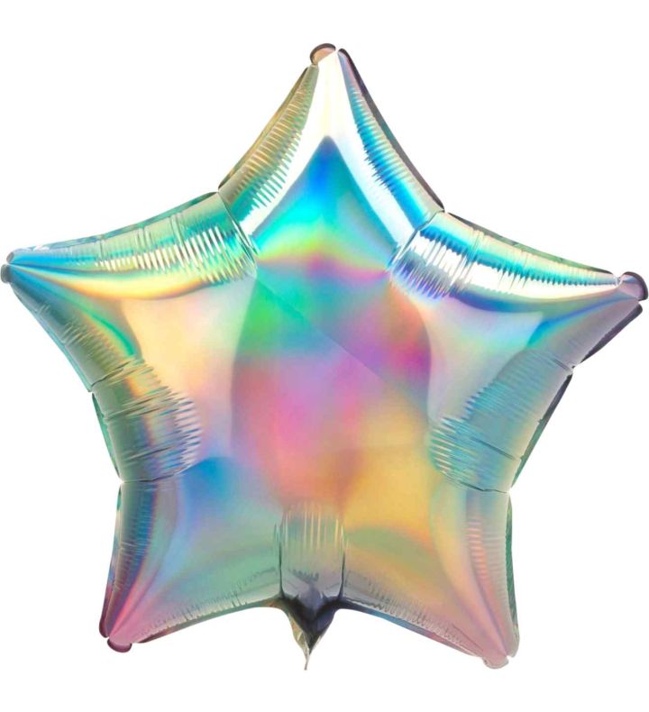 17" Pastel Rainbow Iridescent Star Foil Balloon