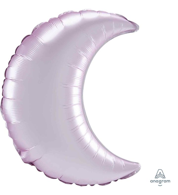 35" Pastel Pink Satin Luxe Crescent Foil Balloon 3ct