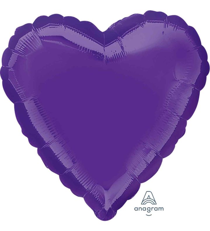 18" Anagram Metallic Purple Heart Foil Balloon