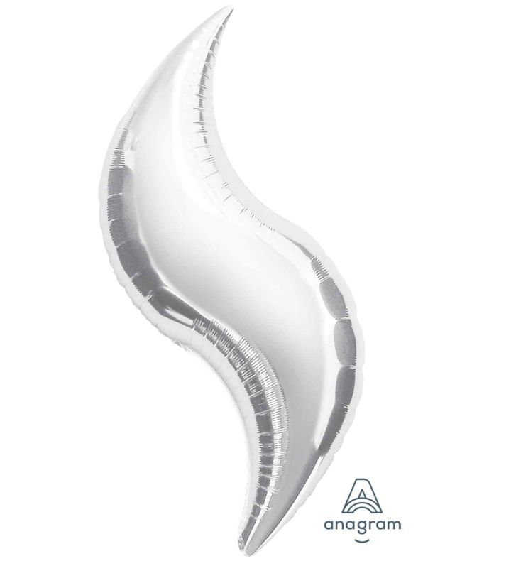36" Curve Silver Foil Balloon 3PC