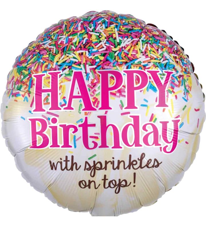 17" Anagram Happy Birthday Sprinkles on Top Foil Balloon