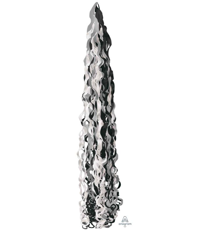 Twirlz Elegent Tassel - Black & Silver 34"