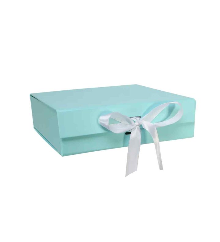 Baby Blue Keepsake Box with Ribbon (22x22x6.5cm)