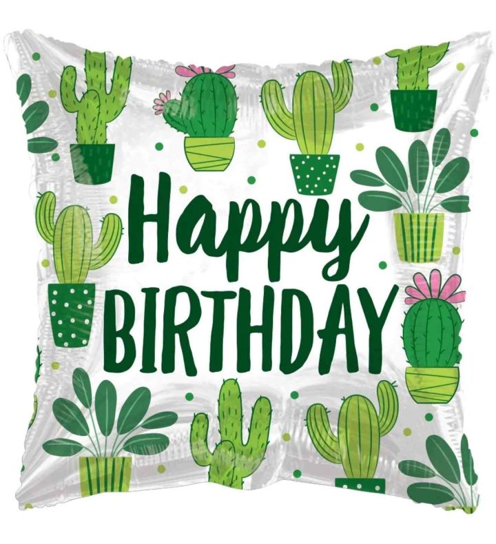18" Kaleidoscope ECO Birthday Cactus Foil Balloon