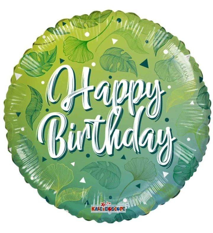18" Kaleidoscope ECO Birthday Green Motifs Foil Balloon