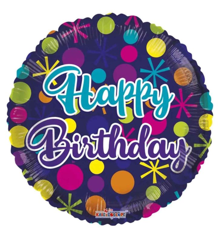 18" Kaleidoscope Birthday Dots Foil Balloon