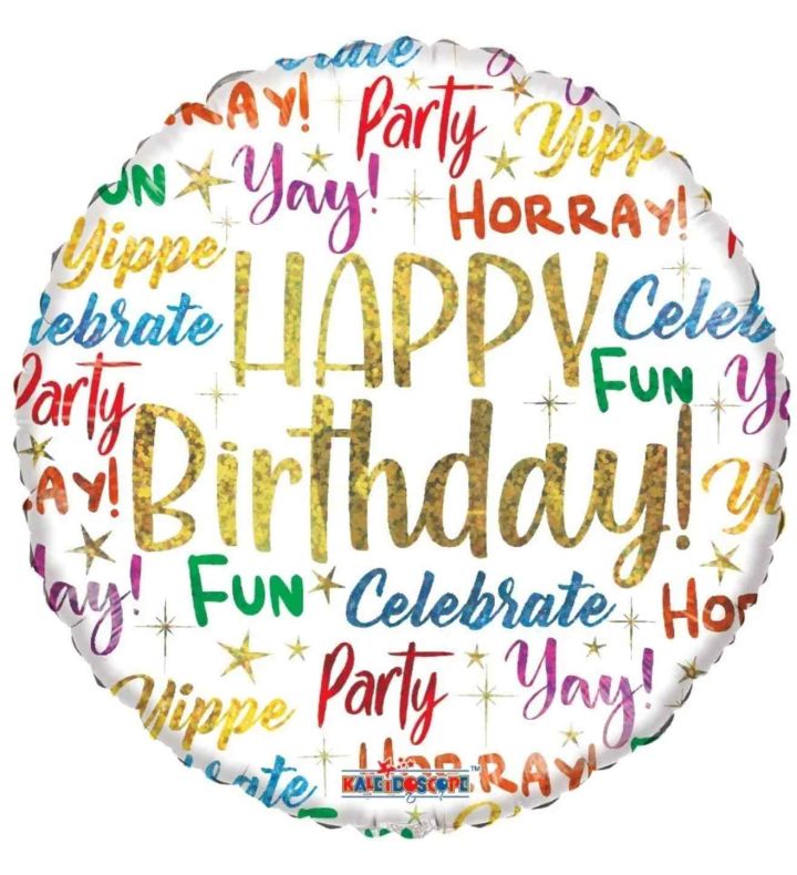 18" Kaleidoscope  Birthday Messages Foil Balloon