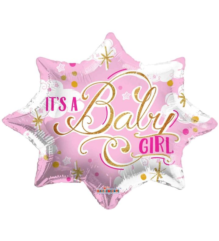 18" Kaleidoscope It's A Baby Girl Foil Balloon