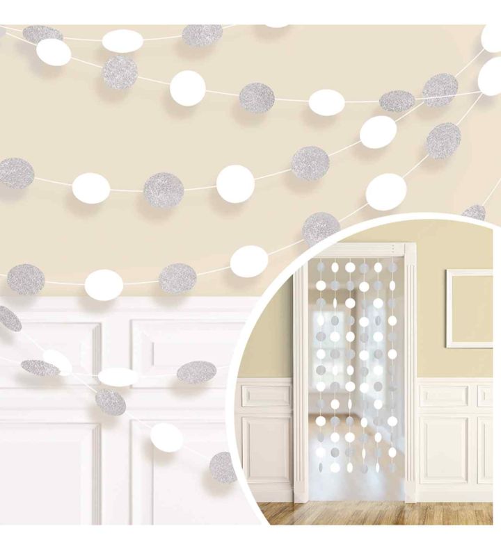White Glitter String Decoration 2.13m