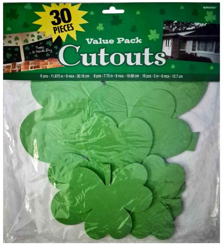 Assorted Card Shamrock Cutouts 3 sizes