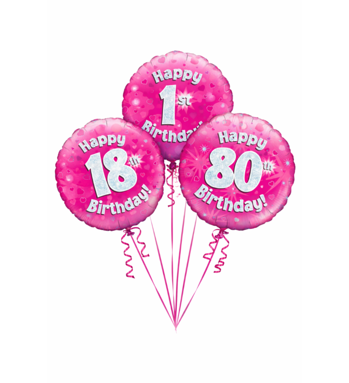 18" Oaktree Birthday Pink Foil Balloon Age Options Available