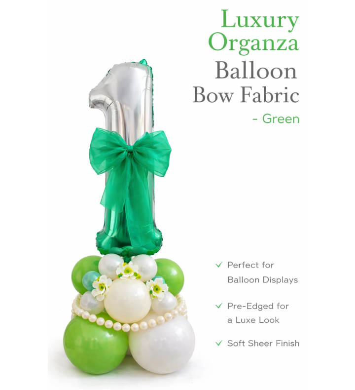 Organza Balloon Bow Fabric Green