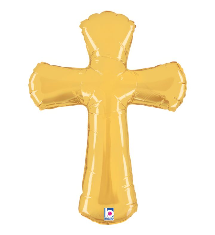 44" Gold Cross Foil Balloon
