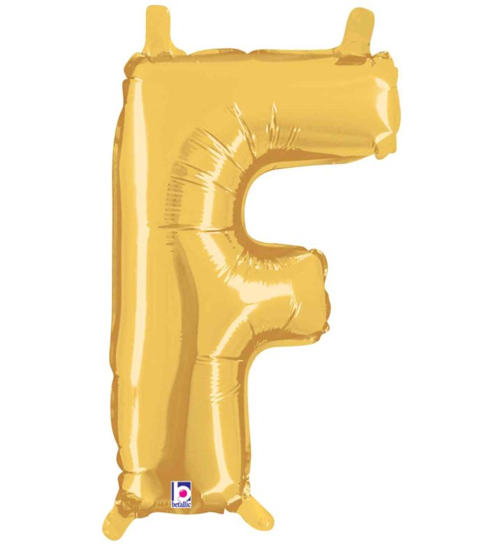 14" Gold Letter F Grabo Foil Balloon.