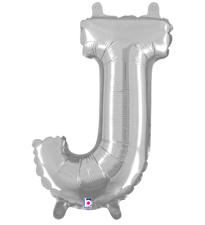 14" Silver Letter J Grabo Foil Balloon.