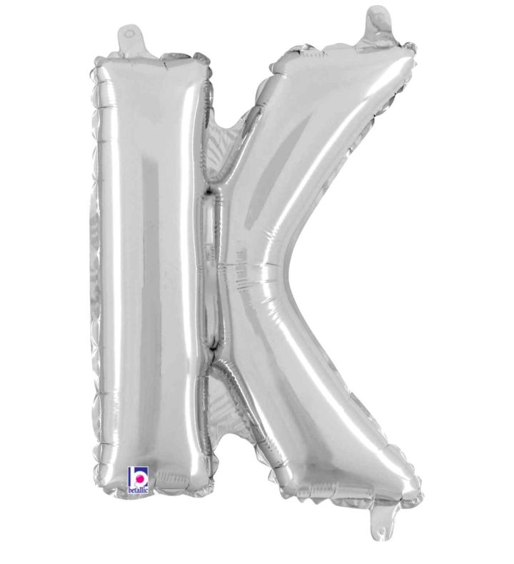14" Silver Letter K Grabo Foil Balloon.