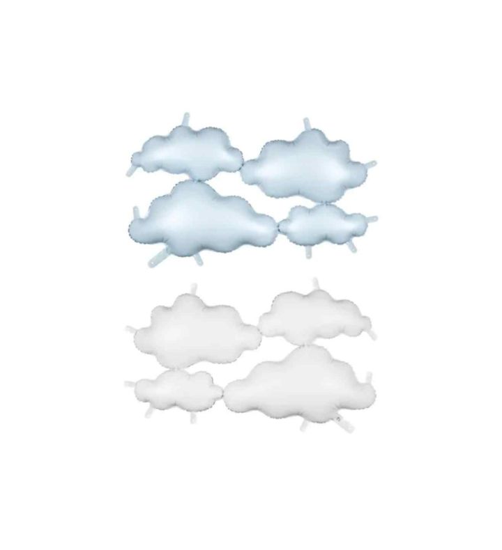 Clouds Double-sided 99x52 cm White-Lght Blue Foil Balloon