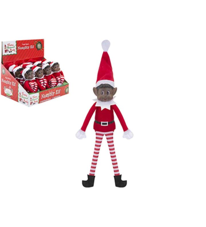 RED REGULAR LONG LEG SOFT BODY BLACK BOY ELF 12"