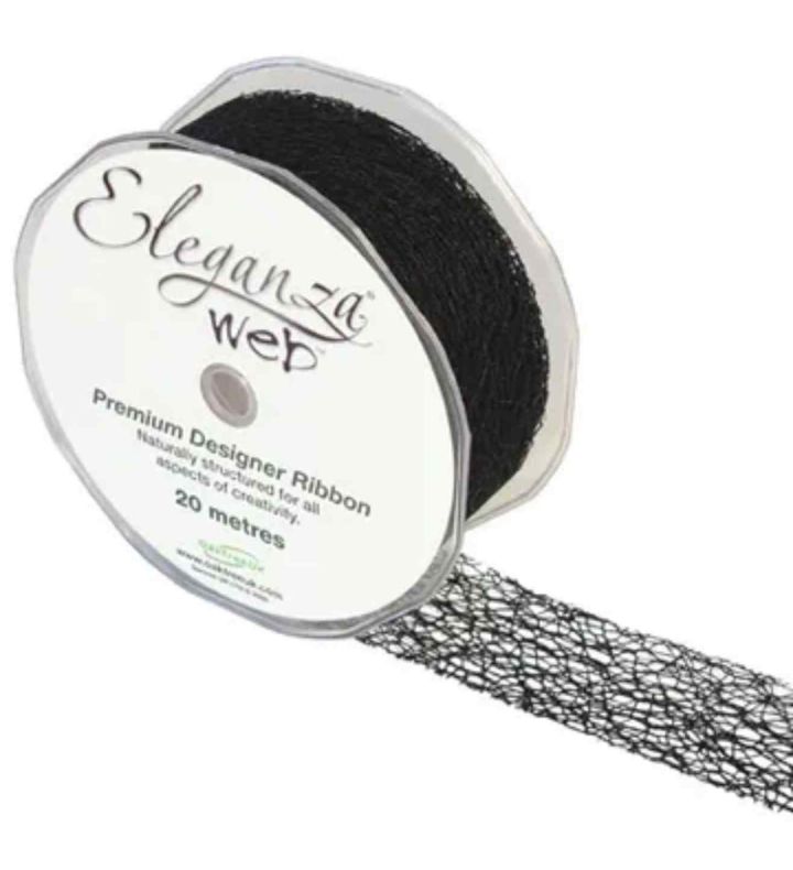 Black Eleganza Web Ribbon 38mm x 20m