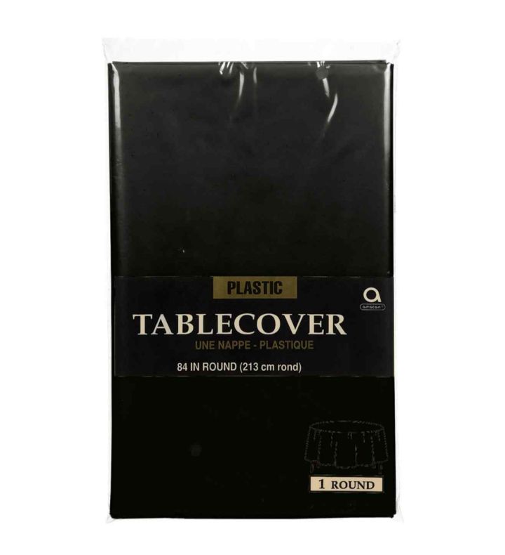 Black Plastic Round Tablecovers 2.13m