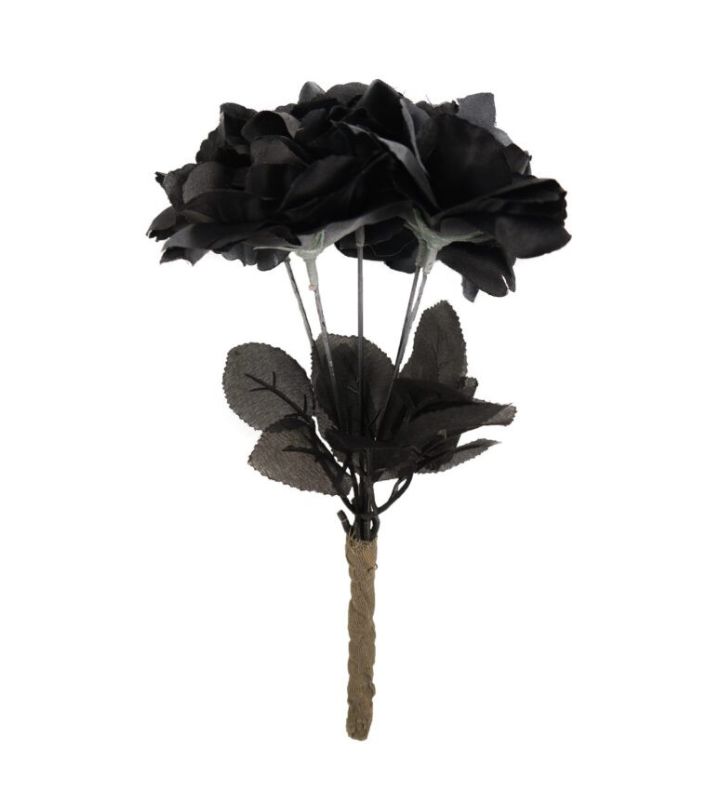 Black Rose Artificial Flower Single Stem 27cm