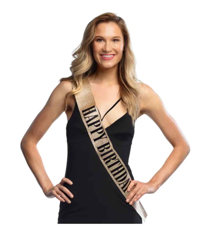 Gold 'Happy Birthday' Sash