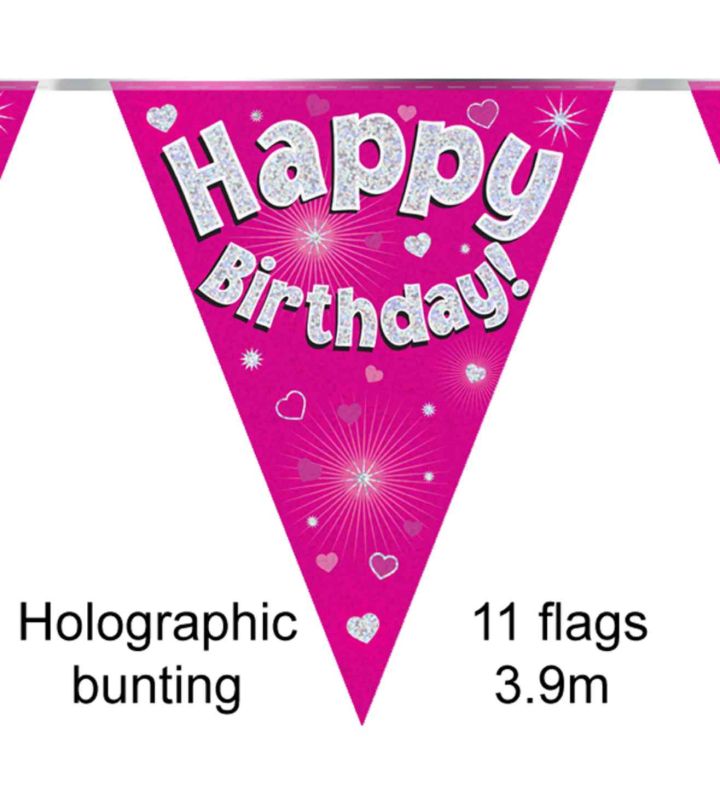 3.9m Oaktree 'Happy Birthday' Pink Bunting