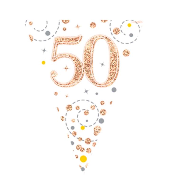 3.9m Oaktree '50' White & Rose Gold Bunting