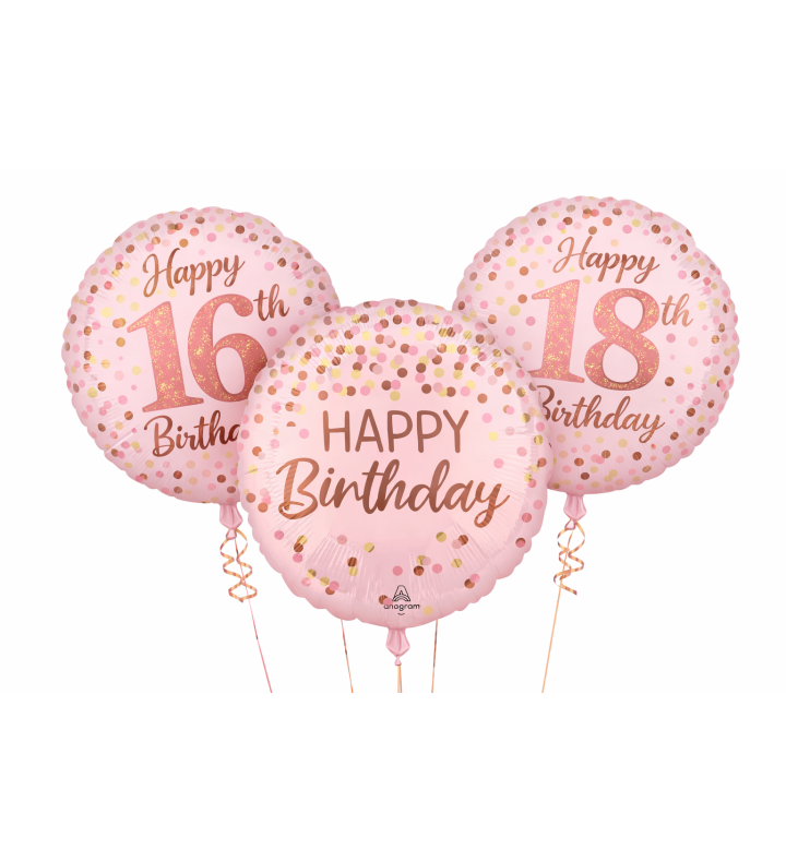 18" Pretty Pink Birthday Foil Balloon Age Options Available