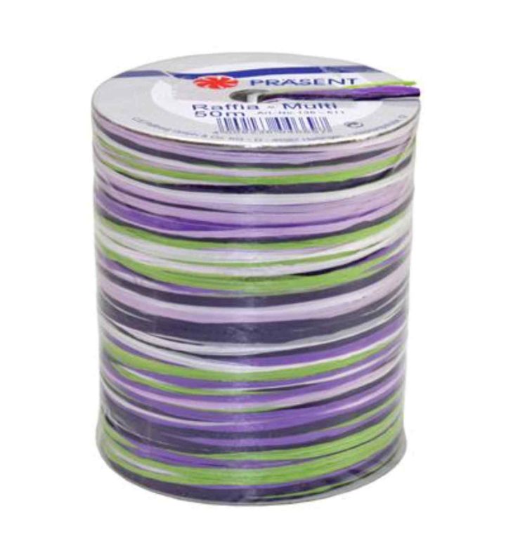 Raffia Ribbon Purple and Green 50m Spool