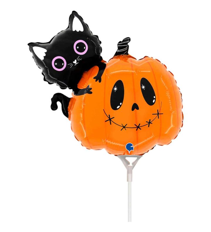 Mini Halloween Pumpkin and Cat Grabo Foil Balloon