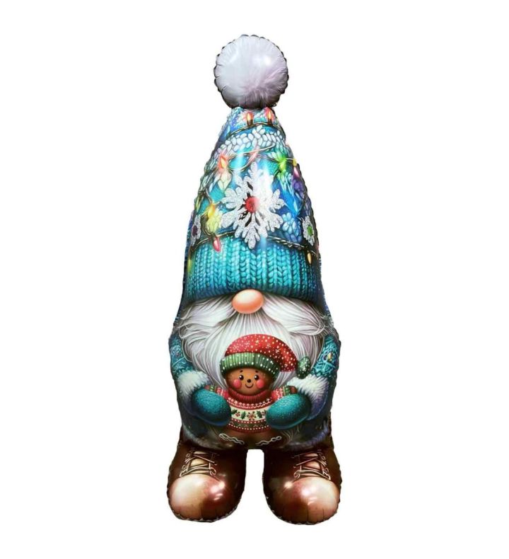 Christmas Gnome 13.8" x 34.5" Blue Foil Balloon