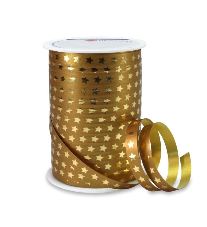 Christmas Star 10mm x 100mm Ribbon Gold