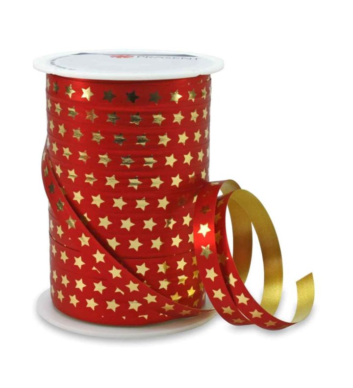 Christmas Star 10mm x 100mm Ribbon Red