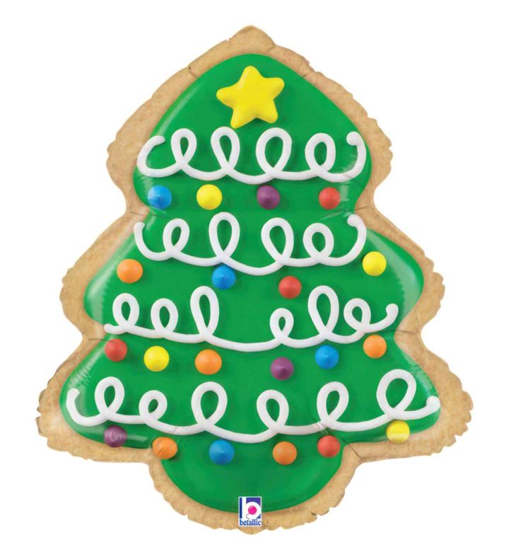 25" Betallic Christmas Tree Cookie Foil Balloon