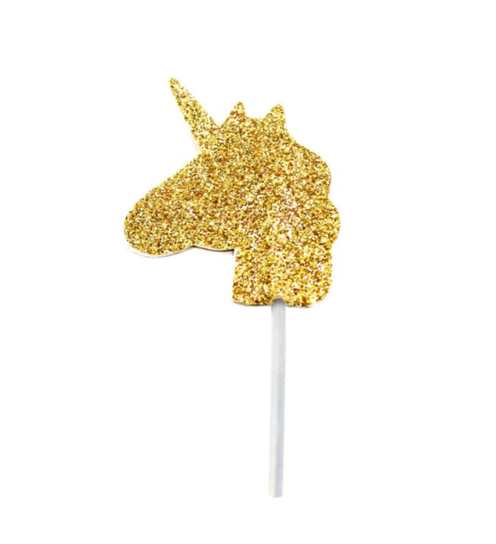Glitter Unicorn Cupcake Toppers Gold