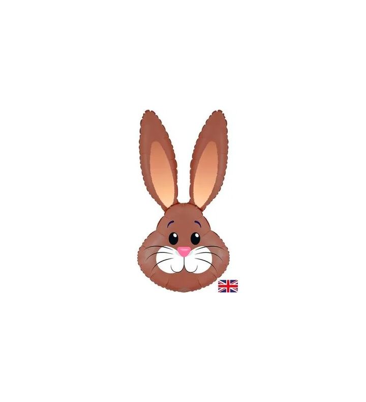 35" Cute Rabbit / Bunny Head Brown Metallic Foil Balloon