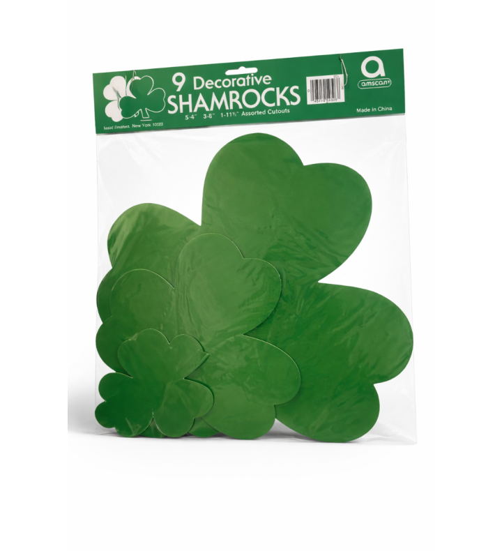 9 Decorative Shamrocks Assorted Sizes 