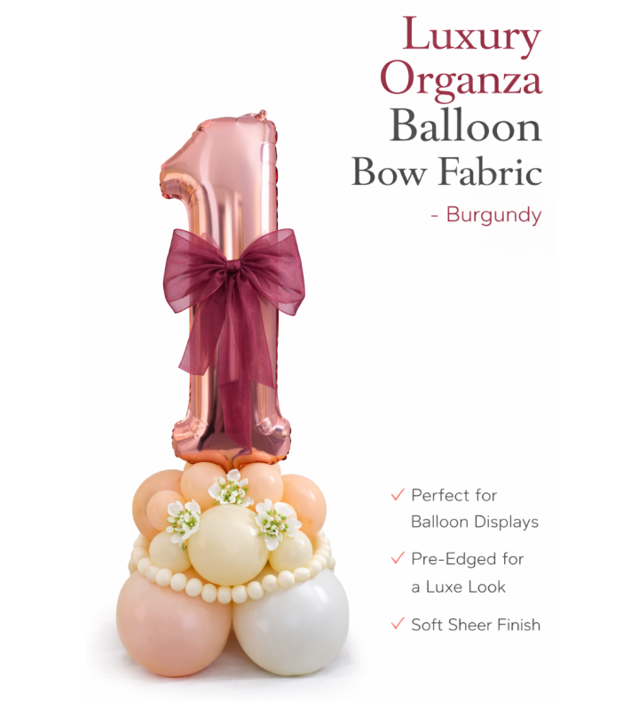 Organza Balloon Bow Fabric Burgundy