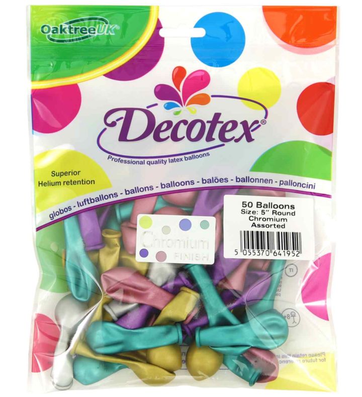 5" Decotex Chromium Assorted Latex Balloons 50ct