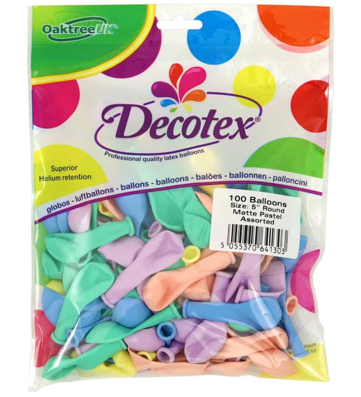 5" Decotex Matte Pastel Assorted Latex Balloons 100ct