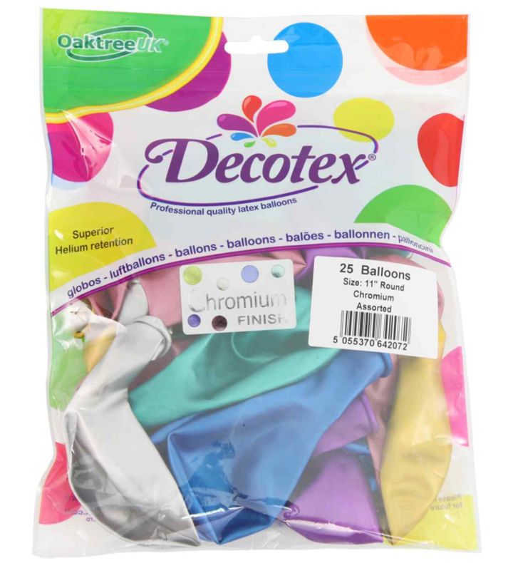 11" Decotex Chromium Assorted Latex Balloons 25ct