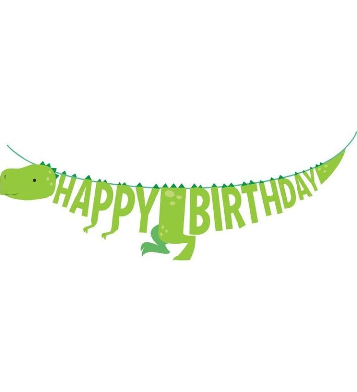 Dino Party Boy Shaped Ribbon Banner