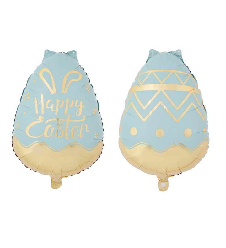 Easter Egg Light Blue/Gold Bamboo Party 39 x 54cm Foil Balloon