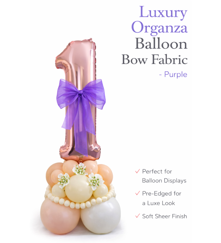 Organza Balloon Bow Fabric Purple