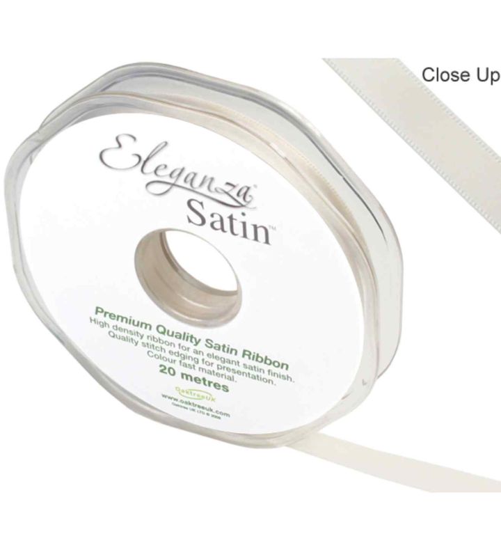 Eleganza Satin Double Faced Ivory 10mm x 20m
