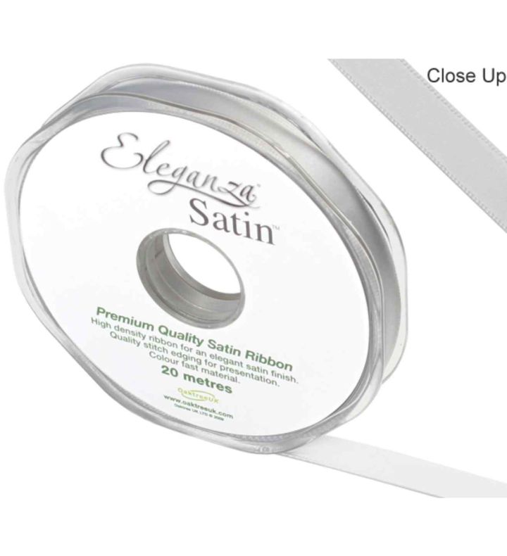 Eleganza Satin Double Faced Silver 10mm x 20m