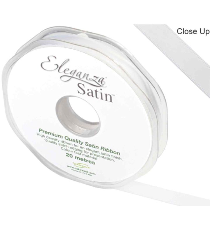 Eleganza Satin Double Faced White - 10mm x 20m