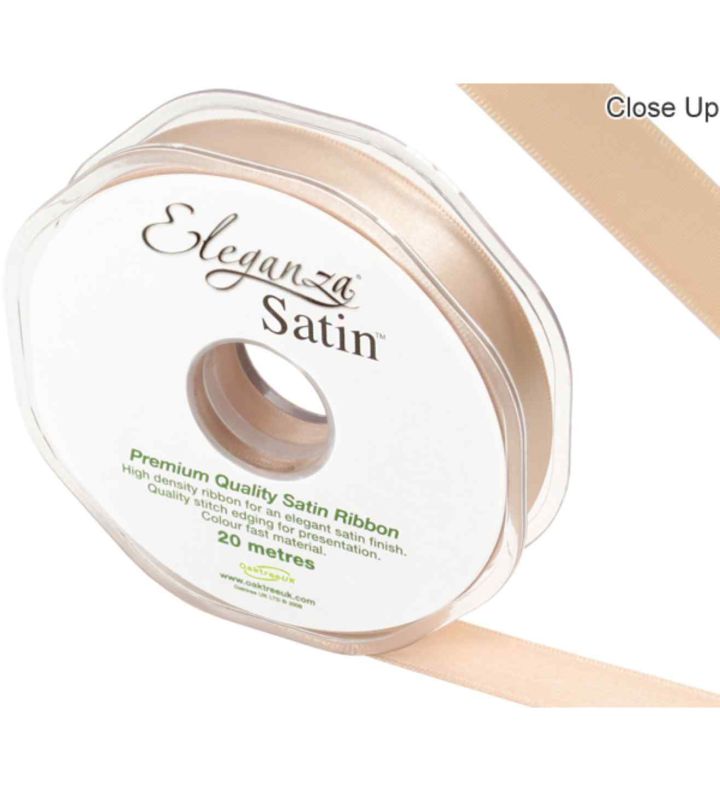 Eleganza Satin Double Faced Champagne Gold - 15mm x 20m