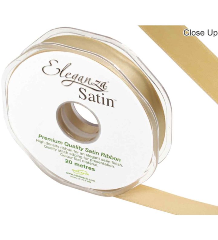 Eleganza Satin Double Faced Gold - 15mm x 20m